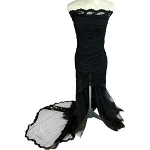 Olvis Handmade Strapless Maxi Formal Gown Delicate Floral Whimsigoth Prom Italy